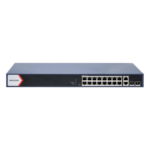 HIKVISION DS-3E1520P-EI – Switch PoE+ Administrable / 16 Puertos 1000 Mbps PoE+ / 2 Puertos Uplink 1000 Mbps / 2 Puertos SFP / Alcance Extendido 300 m (984.3 ft) / 230 W