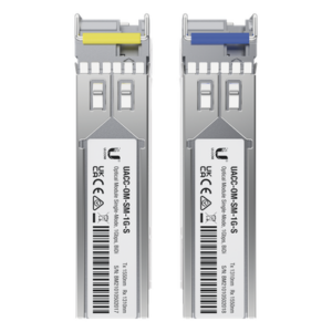 UBIQUITI UACC-OM-SM-1G-S-2 – Módulo SFP / 1 Gbps / BiDi Monomodo / LC Simplex / Alcance 3 km (9842.5 ft) / Pack de 2