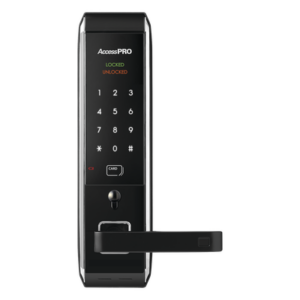 PRO-LOCK-MIL – Cerradura inteligente para puertas con doble cerrojo/teclado Touch Screen, Apertura con tarjeta Mifare /Contraseña y Llave de emergencia