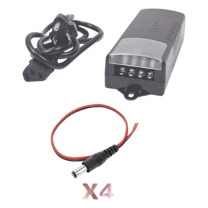 EPCOM POWERLINE K1-PS12DC4C – Kit de Fuente de Poder / 12 VCC / 5 A / 4 Salidas DC-Cord / 110-240 VCA / 0.43 x 0.16 x 0.10 pies