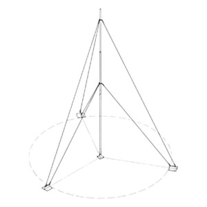 SYSCOM TOWERS KIT-SLM-3 – Mástil Telescópico / 3 m (9.8 ft) / Capacidad 6 kg / Base Galvanizada / Anclajes para Concreto / Retenida 1/8'