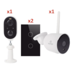 SMARTHOME BY EPCOM SH2CAM2SK – Kit de Automatización / WiFi 2.4 GHz / 2 Cámaras + 2 Apagadores Triples / Control por Voz / 100V-250V / 120mm x 72mm (4.72in x 2.83in)
