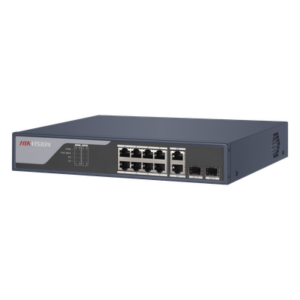 HIKVISION DS-3E1310P-SI – Switch PoE+ / Administrable / Uso en Rack / 8 Puertos 10/100 PoE+ / 2 Puertos 1000 Mbps Uplink / 2 Puertos SFP / Configuración Nube desde Hik-PartnerPro / Modo Extendido hasta 300 Metros / 125 W