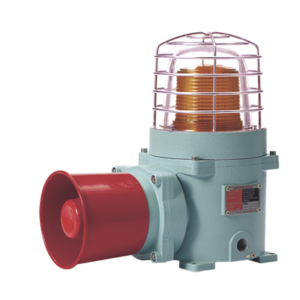 QLIGHT SESAL-WS-120-A-ATEX – Combinación de baliza LED ámbar fija/flasheante con sirena electrónica / 120 dB / Zona peligrosa ATEX/IECEX / 120 VCA / IP66 / Ex d IIC T6