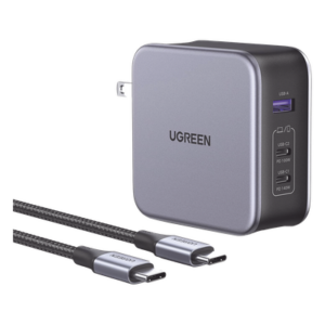 UGREEN 90548 – Cargador de Escritorio / 140W / 3 Puertos / 2 USB-C PD3.1 + 1 USB-A / GaN II + SiC / Enchufe Plegable