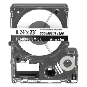 PANDUIT T024X000FJM-BK – Etiqueta de Cinta Continua / 5.82 mm Ancho / 7 m Largo (23 ft) / Poliolefina / Negro Sobre Blanco / Interior-Exterior