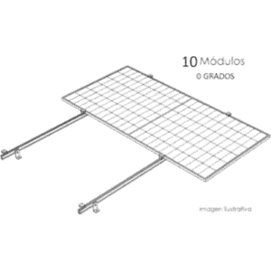 BASEL KITBASEL1X10A0 – Sistema de Montaje Solar / 1 Módulo / Techo Plano / Resistencia Viento 140 km/h / Inclinación 15° / Área 4 m² (43.1 ft²)