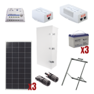 PL1224GRC – Kit Solar de 35 W con PoE 802.3af y PoE Pasivo 24 Vcc para una Cámara IP y un Radio Ubiquiti airMAX o Cambium ePMP.