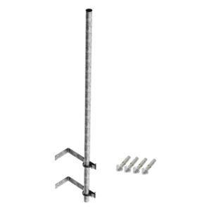 SYSCOM TOWERS SMR-P1 – Mástil de Montaje en Pared / Acero Galvanizado / 3 m (9.8 ft) de Altura / Diámetro 1-1/4' Ced. 30 / Herrajes Tipo L y Abrazaderas Tipo U