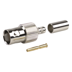 RF INDUSTRIES,LTD RFB-1124-1X – Conector BNC Hembra / Anillo Plegable / Cables RG-8/X, LMR-240, 9258 / Cuerpo Bronce Niquelado / Contacto Oro 24K / Aislamiento Delrin