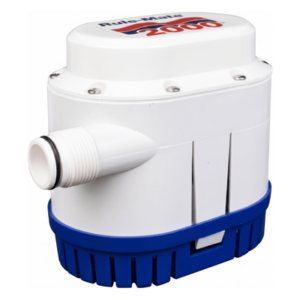 RULE RM2000A – Bomba de Achique / 7,570 l/h (2,000 GPH) / Sensor Electrónico Integrado / Auto Encendido/Apagado / Conexión 1" NPT / Protección de Batería