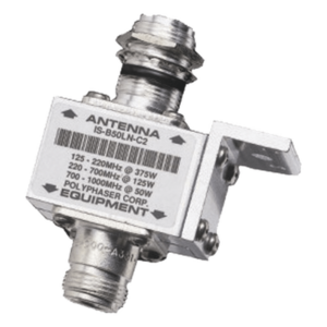 POLYPHASER IS-B50LN-C2 – Protector Coaxial RF / 10 MHz a 1 GHz / 50 Ω / Conectores N Hembra / Bloqueo DC / 20 kA / 1,500 W