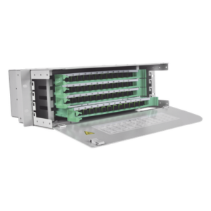 FIBERHOME ODU19T-A48-A – Distribuidor de Fibra Óptica / 48 Empalmes / 48 Acopladores SC/APC / 48 Pigtails 1.5 m / Rack 19' / 3 UR / 250 mm Profundidad