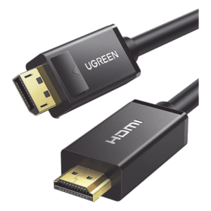 UGREEN 10203 – Cable DisplayPort a HDMI / 3 m (9.84 ft) / 4K@30Hz / 3D / Cobre estañado 28AWG / Blindaje múltiple / Unidireccional / Botón liberación / Chip avanzado