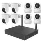 EZVIZ KIT/CSX5S/8W – Kit de Cámaras Wi-Fi / 3 Megapixel / 8 Canales / 8 Cámaras / Visión Nocturna a Color / Detección de Humanos y Vehículos / Audio Bidireccional / NVR Wi-Fi