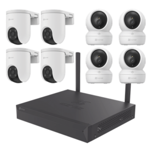 EZVIZ KIT/CSX5S/8W – Kit de Cámaras Wi-Fi / 3 Megapixel / 8 Canales / 8 Cámaras / Visión Nocturna a Color / Detección de Humanos y Vehículos / Audio Bidireccional / NVR Wi-Fi