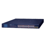 PLANET GSW-2620VHP – Switch PoE / 24 Puertos Gigabit 802.3af/at / 2 SFP 1000SX / LCD Inteligente / Modo Extendido 250 m (820.2 ft) / 300 W PoE / 52 Gbps