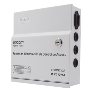 EPCOM POWERLINE AC-PS-T12-05 – Fuente de Alimentación Regulada / 11-15 Vcc / 5 A / Respaldo con Batería Externa / Temporizador 0-45 s / Entrada Universal 96-264 Vca