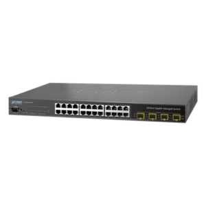PLANET WGSW-24040R – Switch Administrable L2+ / 24 Puertos Gigabit / 4 Puertos Combo SFP / Enrutamiento Estático L3 / Doble Fuente de Alimentación