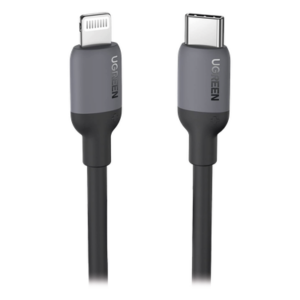 UGREEN 20304 – Cable USB-C a Lightning / Certificado MFi / 1 Metro (3.3 Pies) / Carga Rápida PD 20W / Sincronización 480 Mbps / Silicona y TPE / Negro