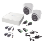HiLook by HIKVISION HL-1080P-2E-TWA – Kit de Videovigilancia TurboHD / 1080p Lite / DVR 4 Canales + 1 IP / 2 Cámaras Turret 2 MP / Audio Bidireccional / Dual Light 40 m (131.2 ft) / Visión Color