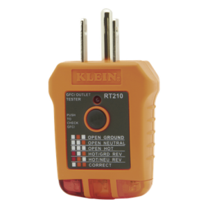 KLEIN TOOLS RT-210 – Probador de Tomacorrientes / GFCI / Indicación LED / 110/125 VCA / 2 m (6.6 ft) Resistente a Caídas / 0°C a 40°C
