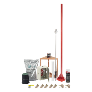 TOTAL GROUND KIT-MASTER-03-V2 – Kit de Pararrayos / Diámetro 200 m / Mástil 1.2 m / Electrodo 700 A / Mejorador de Suelo 11 kg / 656 pies de Cobertura