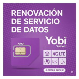 YOBI RENO3GBYOBI – Plan Anual de Datos / 3.5 GB Mensuales / 12 Meses / 2G 3G 4G / Roaming EU y Canadá 15 Días / PoC