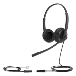 YEALINK YHS34-DUAL – Diadema Alámbrica / Audio HD / Cancelación de Ruido Pasiva / Conexión QD a RJ9 / Almohadillas de Cuero / Brazo Flexible 330°