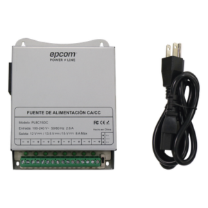 EPCOM POWERLINE PL-8C-15DC – Fuente de Poder Metálica / 8 Canales / 12/13.5/15 Vcc Seleccionables / 8 A / 96 W / Montaje en Pared