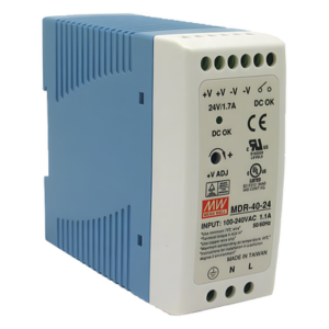 MEANWELL MDR-40-24 – Fuente de poder Industrial / Riel DIN / 24 VCC / 40 W / 85-264 VCA / 1.7 A / 40 x 90 x 100 mm (1.57 x 3.54 x 3.94 in)