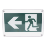 SFIRE SF-WSC – Letrero de Señalización de Emergencia / Alto Brillo / Doble Voltaje 120/220 VCA / Batería de Respaldo 120 min / Montaje Universal / IP Policarbonato