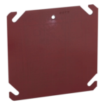 RACO HUB-911-8 – Tapa Plana para Caja Eléctrica / Acero Galvanizado / 4 x 4 x 0.063 in / Color Rojo / cUL Listado