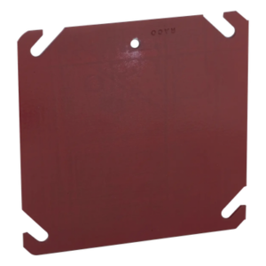 RACO HUB-911-8 – Tapa Plana para Caja Eléctrica / Acero Galvanizado / 4 x 4 x 0.063 in / Color Rojo / cUL Listado