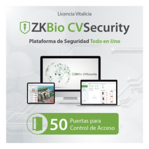 ZKTECO ZKCVACP50 – Licencia de Software / Administración de 50 Puertas / Control de Acceso / Biométricos Green Label / Licencia Vitalicia