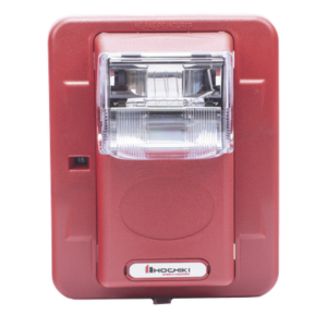 HOCHIKI HES3-24PWR – Lámpara Estroboscópica de Pared / 24 Vcc / 15-110 Candelas / 5 Intensidades / Rojo Sin Letrero / 5' x 4.5' x 2.5'