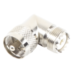 RF INDUSTRIES,LTD RFU-532 – Adaptador RF en Ángulo Recto / UHF Macho PL-259 a UHF Hembra SO-239 / Cuerpo Bronce Niquelado / Aislante Delrin