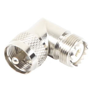 RF INDUSTRIES,LTD RFU-532 – Adaptador RF en Ángulo Recto / UHF Macho PL-259 a UHF Hembra SO-239 / Cuerpo Bronce Niquelado / Aislante Delrin