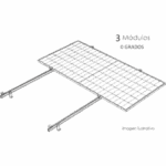 BASEL KITBASEL1X3A0 – Sistema de Montaje Solar / Techo Plano Single Row / 1 Módulo / Riel N-S 2.14 m / Resistencia Viento 140 km/h / Inclinación 15° / Área 4 m² (43.1 ft²)