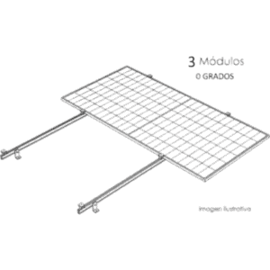 BASEL KITBASEL1X3A0 – Sistema de Montaje Solar / Techo Plano Single Row / 1 Módulo / Riel N-S 2.14 m / Resistencia Viento 140 km/h / Inclinación 15° / Área 4 m² (43.1 ft²)