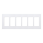 LUTRON ELECTRONICS CW6-WH – Placa de Pared Decoradora / 6 Espacios / Sin Tornillos Visibles / Blanco Brillante / Perfil 7.6 mm