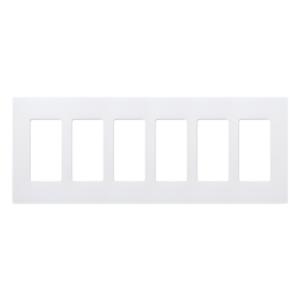 LUTRON ELECTRONICS CW6-WH – Placa de Pared Decoradora / 6 Espacios / Sin Tornillos Visibles / Blanco Brillante / Perfil 7.6 mm
