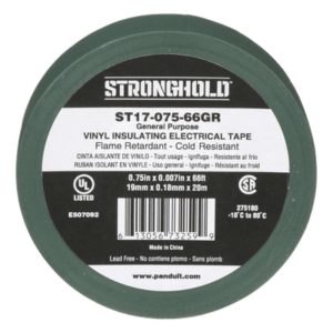 PANDUIT ST17-075-66GR – Cinta Aislante Eléctrica / PVC 0.18 mm / 19 mm x 20.12 m (66 ft) / 600V / -10°C a 80°C / Verde