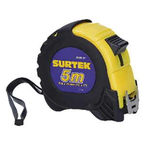 SURTEK SYS-B122081 – Flexómetro anti impacto / 5 m (16.4 ft) / Cinta ancha 1" / Dual mm/pulgadas / ABS