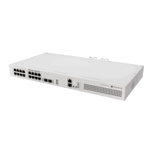 MIKROTIK CRS418-8P-8G-2S+RM – Switch Rackmount / 16 Puertos Gigabit / 8 Puertos PoE 802.3af/at 150W / 2 Puertos SFP+ 10G / CPU Quad-Core 2.2 GHz ARM / RouterOS v7 / L3 HW Offloading / Alimentación Dual Redundante / USB 3.0