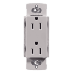 LUTRON ELECTRONICS CAR15GRS – Contacto Dúplex de Pared / 15 A / 125 V / Placa Frontal Gris / Instalación Sin Tornillos Visibles / Compatible Multi-Gang