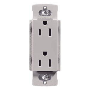 LUTRON ELECTRONICS CAR15GRS – Contacto Dúplex de Pared / 15 A / 125 V / Placa Frontal Gris / Instalación Sin Tornillos Visibles / Compatible Multi-Gang