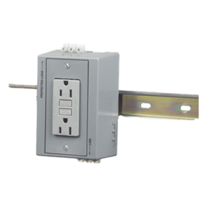 HUBBELL HUB-DRUB-GFI15 – Caja Utilitaria para Riel DIN / Contacto Dúplex GFCI 15 A / 125 V / NEMA 5-15R / 2 Polos / Gris