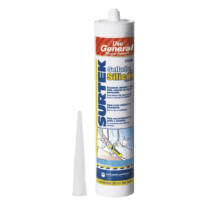 SURTEK SYS-113-450 – Sellador de Silicona Transparente / Uso General / 280 ml / -40°C a 100°C / Secado 24 h / Humedad