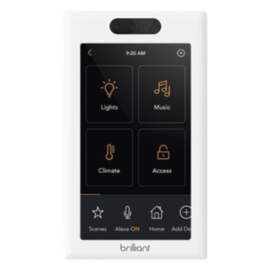 BRILLIANT BHA120USWH1C – Control de Iluminación Inteligente / Pantalla Táctil LCD 5 Pulgadas / Wi-Fi 2.4 GHz / 3 Controles Integrados / Compatible Alexa, Google Home y Apple HomeKit / 120V 60 Hz